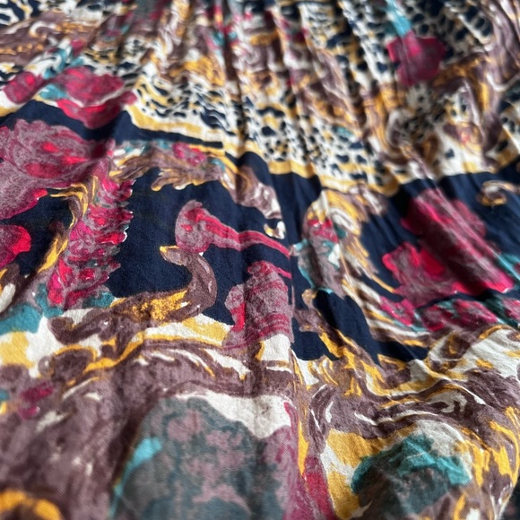 Vintage cotton maxi skirt in ethnic print with very wide drawstring waist tie - Picture 8 of 8